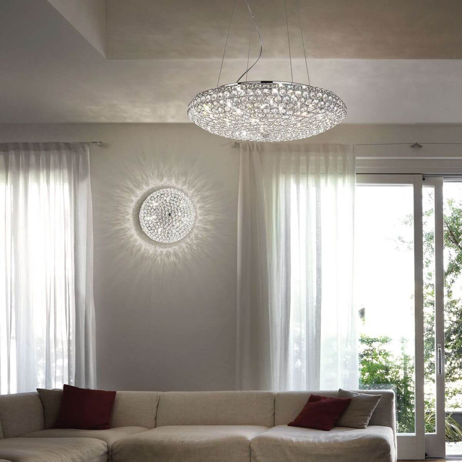 Plafonnier King 3 lumières chromé, cristal