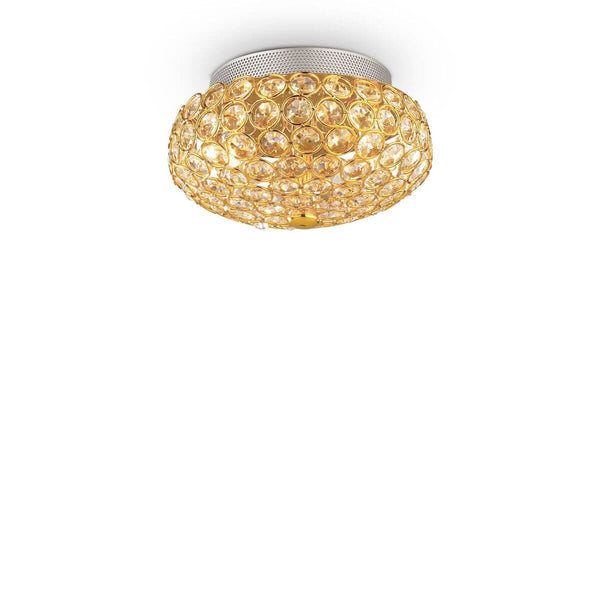 Plafonnier King 3 lumières doré, cristal