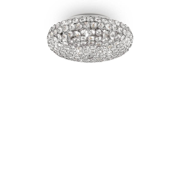 Plafonnier King 5 lumières chromé, cristal
