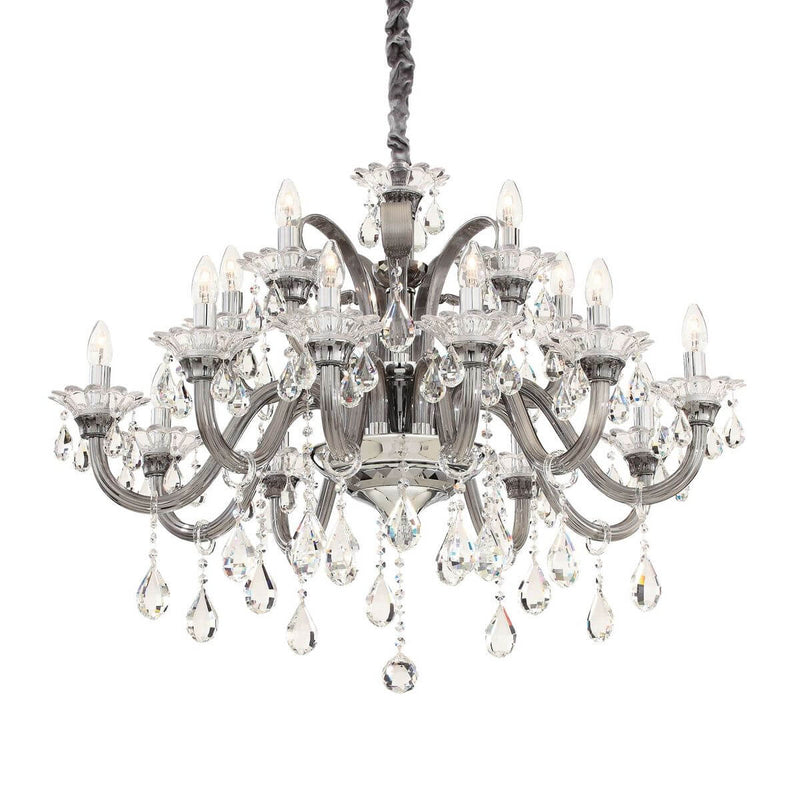 Suspension Colossal 15 lumières grise, cristal