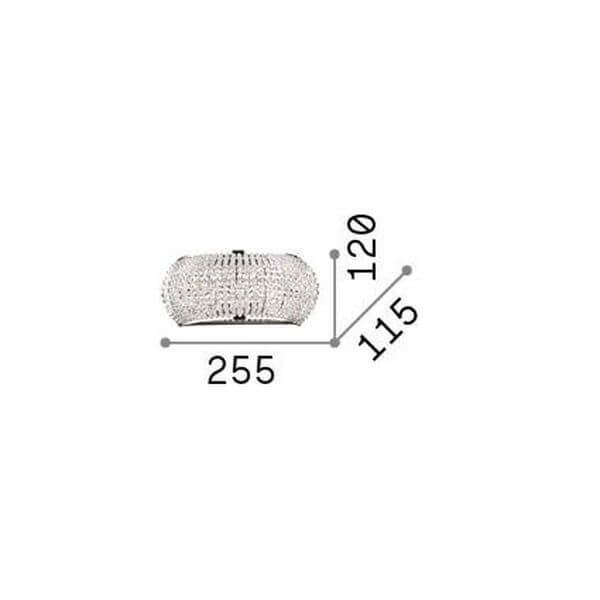 Schéma coté : largeur 255 mm, hauteur 120 mm et profondeur 115 mm