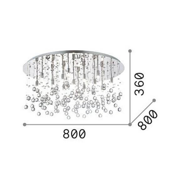 Schéma coté du plafonnier rond huit cents millimètres de diamètre et hauteur