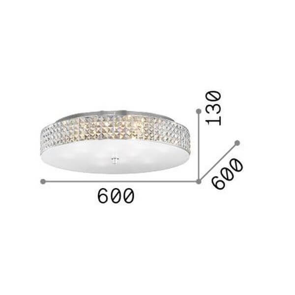 Schéma coté indiquant un diamètre de 600 mm et une hauteur de 130 mm