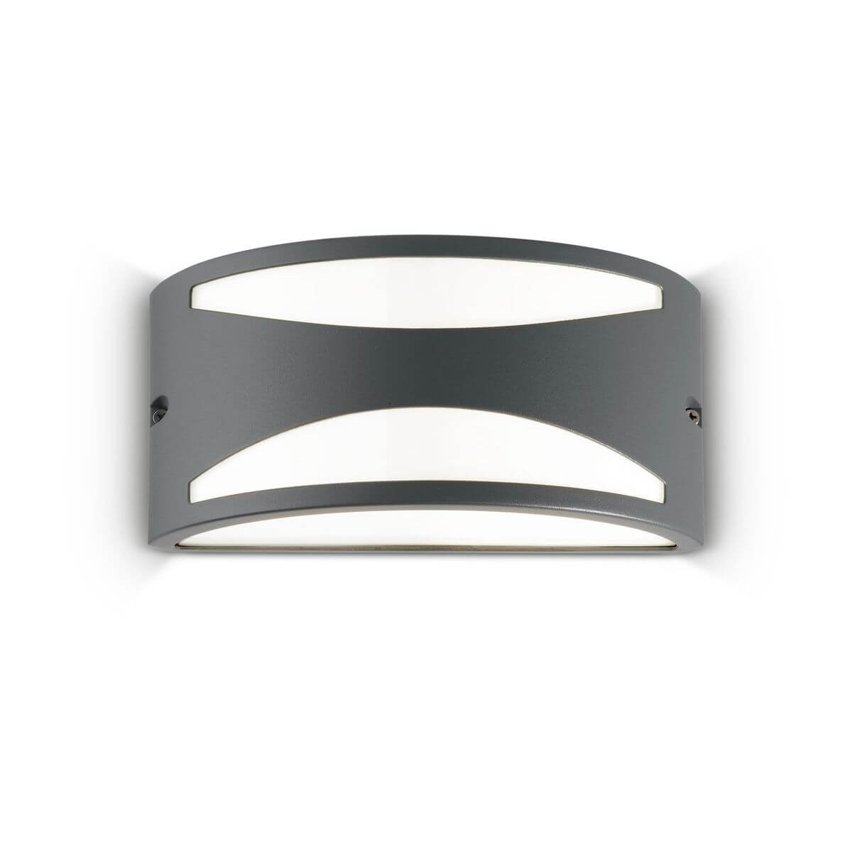 Applique murale anthracite à profil incurvé et double diffuseur blanc, vue de face sur fond neutre