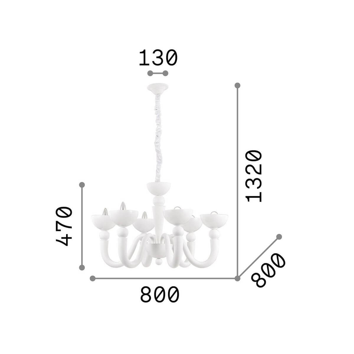 Suspension BON BON 6 lumières blanche, verre