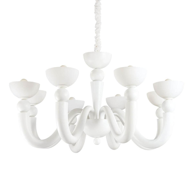 Suspension BON BON 8 lumières blanche, verre