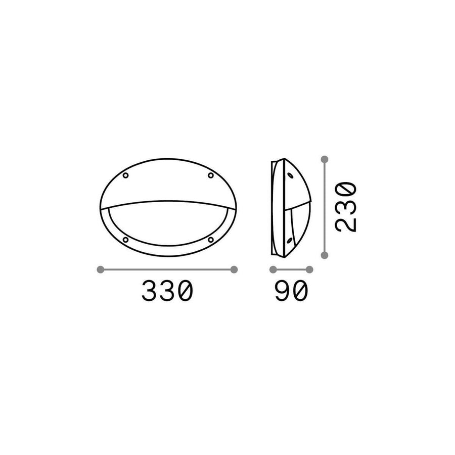 Schéma technique coté : largeur 330 mm, hauteur 230 mm, profondeur 90 mm