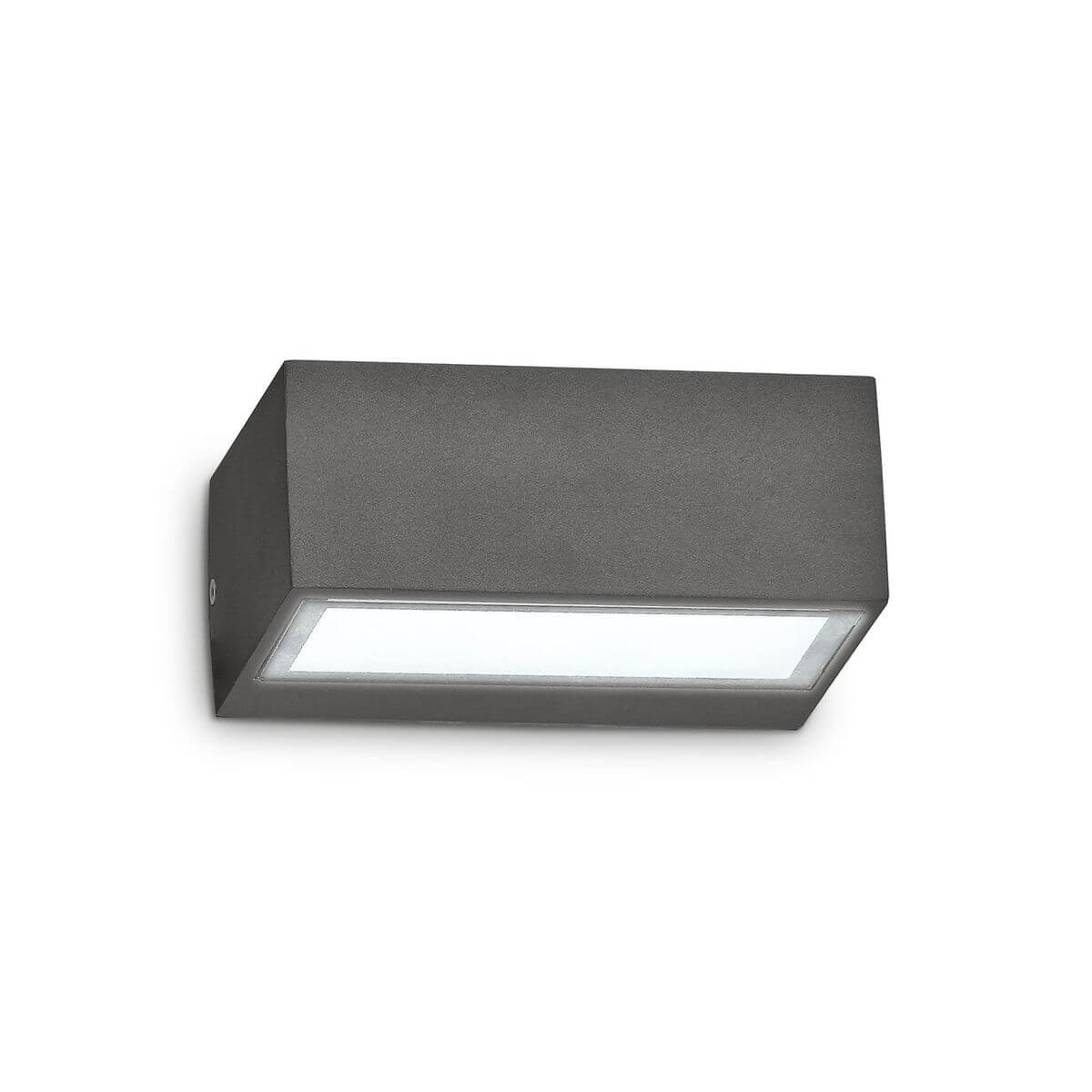 Applique extérieure anthracite rectangulaire vue de face, diffuseur blanc sur le dessous