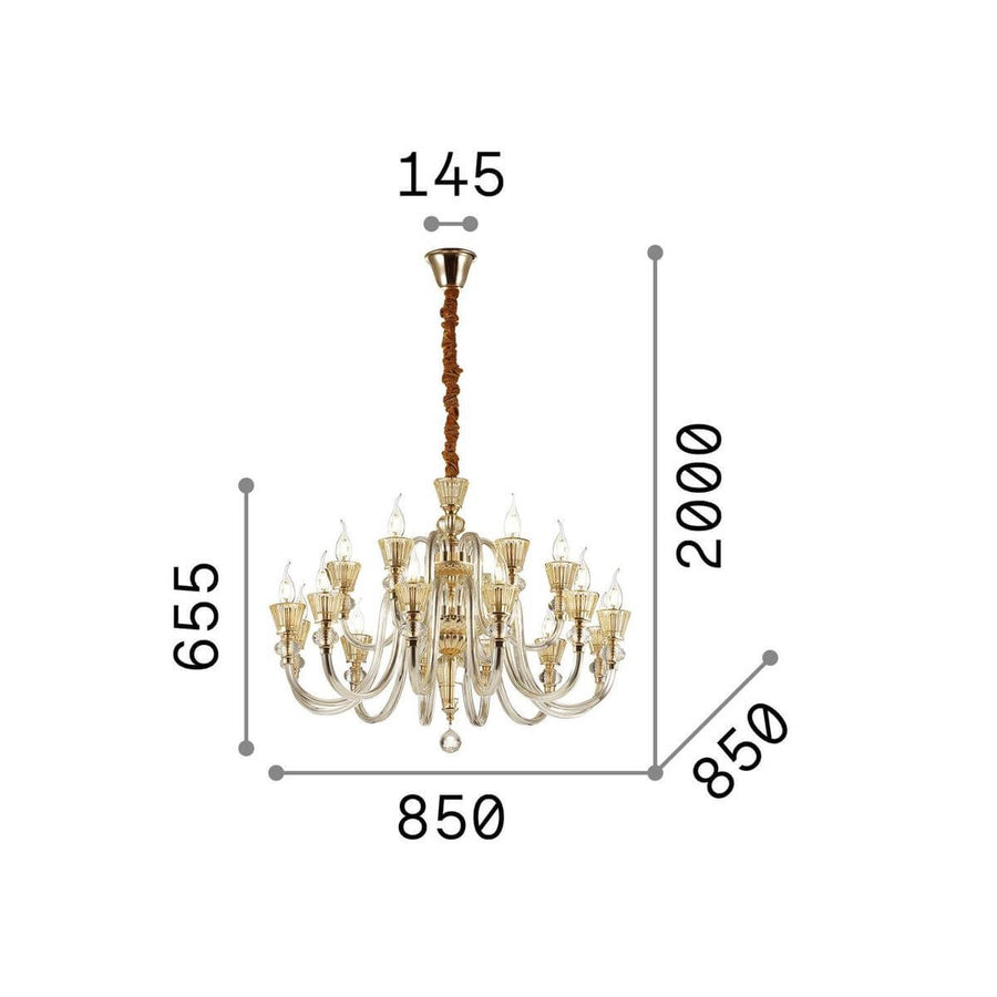 Schéma de dimensions cotées, hauteur et diamètre du luminaire suspendu