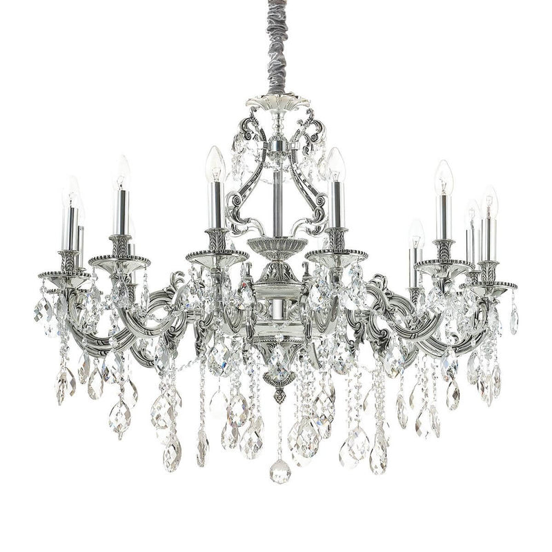 Suspension Gioconda 12 lumières argentée, cristal