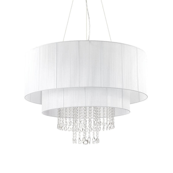 Suspension Opera 10 lumières blanche, cristal