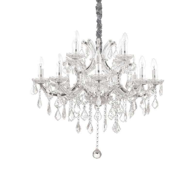 Suspension Napoleon 12 lumières chromée, cristal