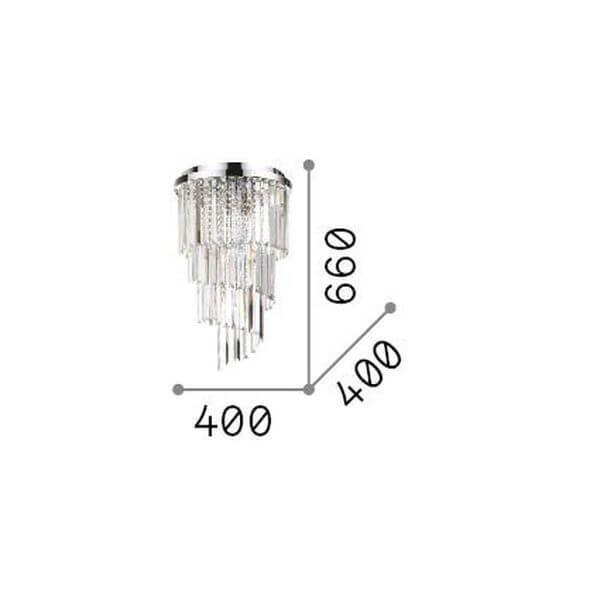 Schéma coté du luminaire : hauteur 660 mm, largeur 400 mm, profondeur 400 mm