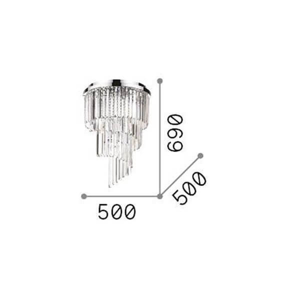 Plafonnier Carlton 12 lumières chromé, cristal