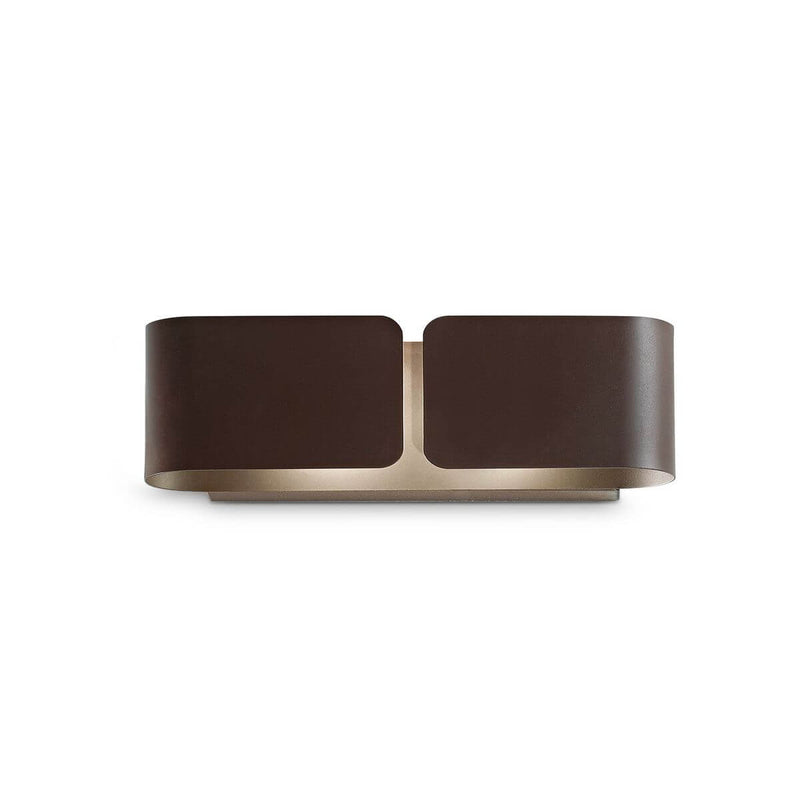 Applique murale Clip 2 lumières marron, L 12,5 cm