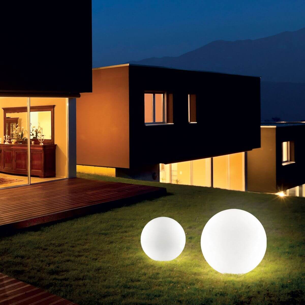 Lampadaire extérieur Sole blanc, Ø 50 cm