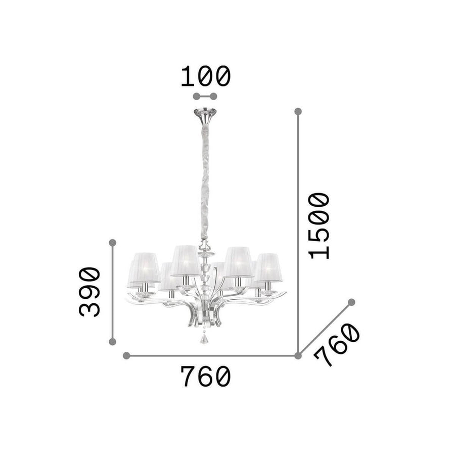 Suspension Pegaso 8 lumières laiton, verre