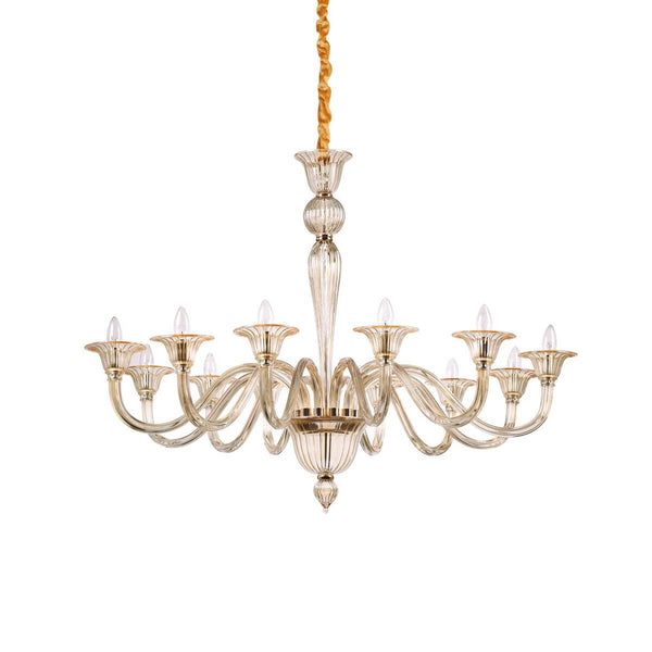 Suspension Brigitta 12 lumières ambrée, verre