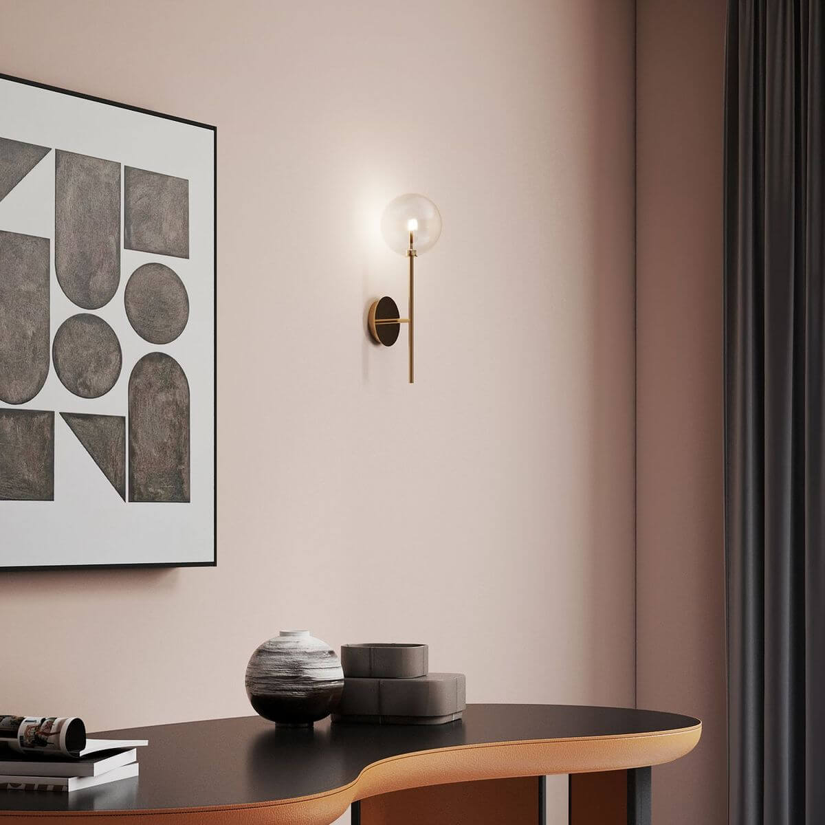 Applique murale Equinoxe laiton, verre
