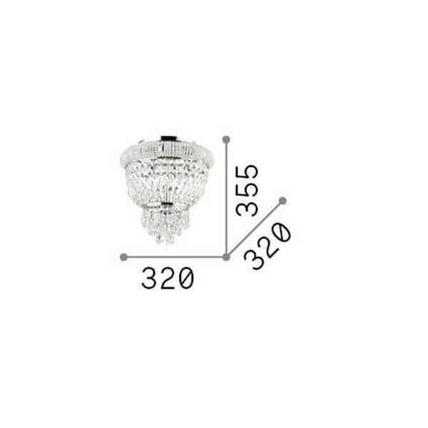 Schéma de dimensions indiquant 320 mm de diamètre et 355 mm de hauteur