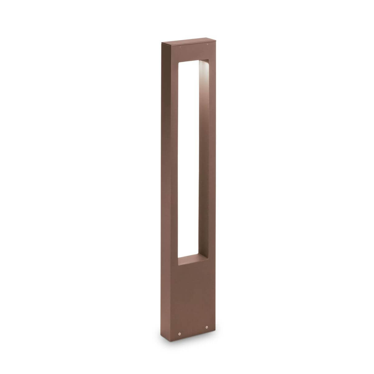 Lampadaire extérieur marron vertical, face avant sur fond blanc neutre