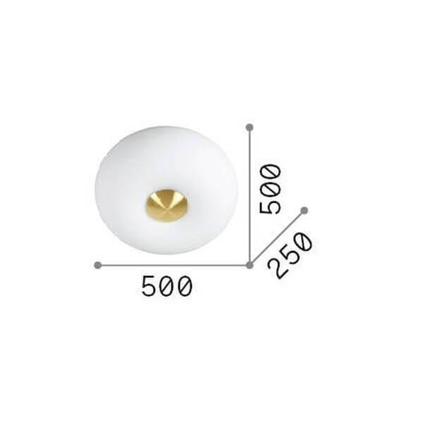 Schéma technique coté indiquant 500 mm de diamètre et 250 mm de hauteur