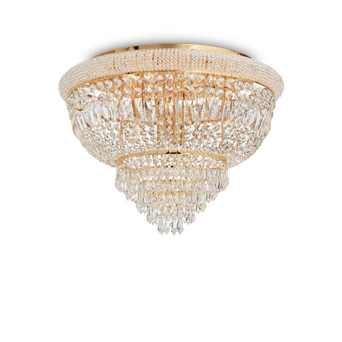 Plafonnier Dubai 24 lumières laiton, cristal