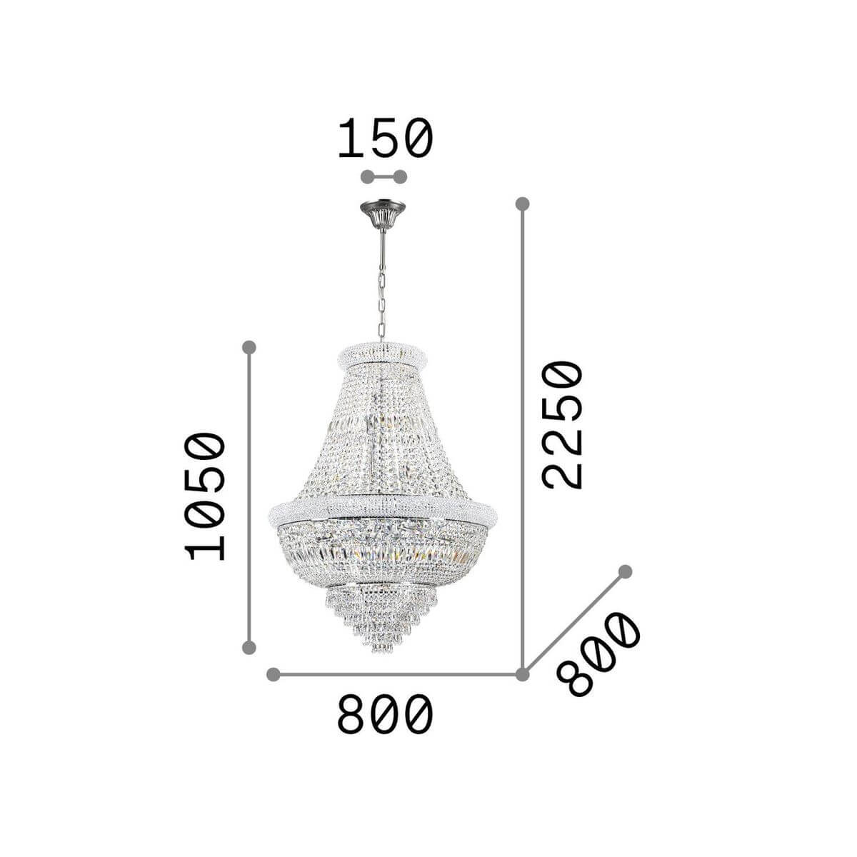 Suspension Dubai 24 lumières chromée, cristal