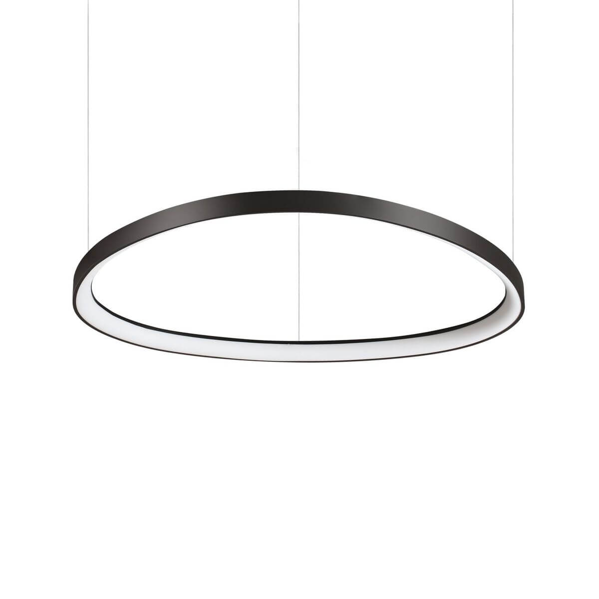 Suspension annulaire noire vue de face, anneau fin et épuré sur fond blanc