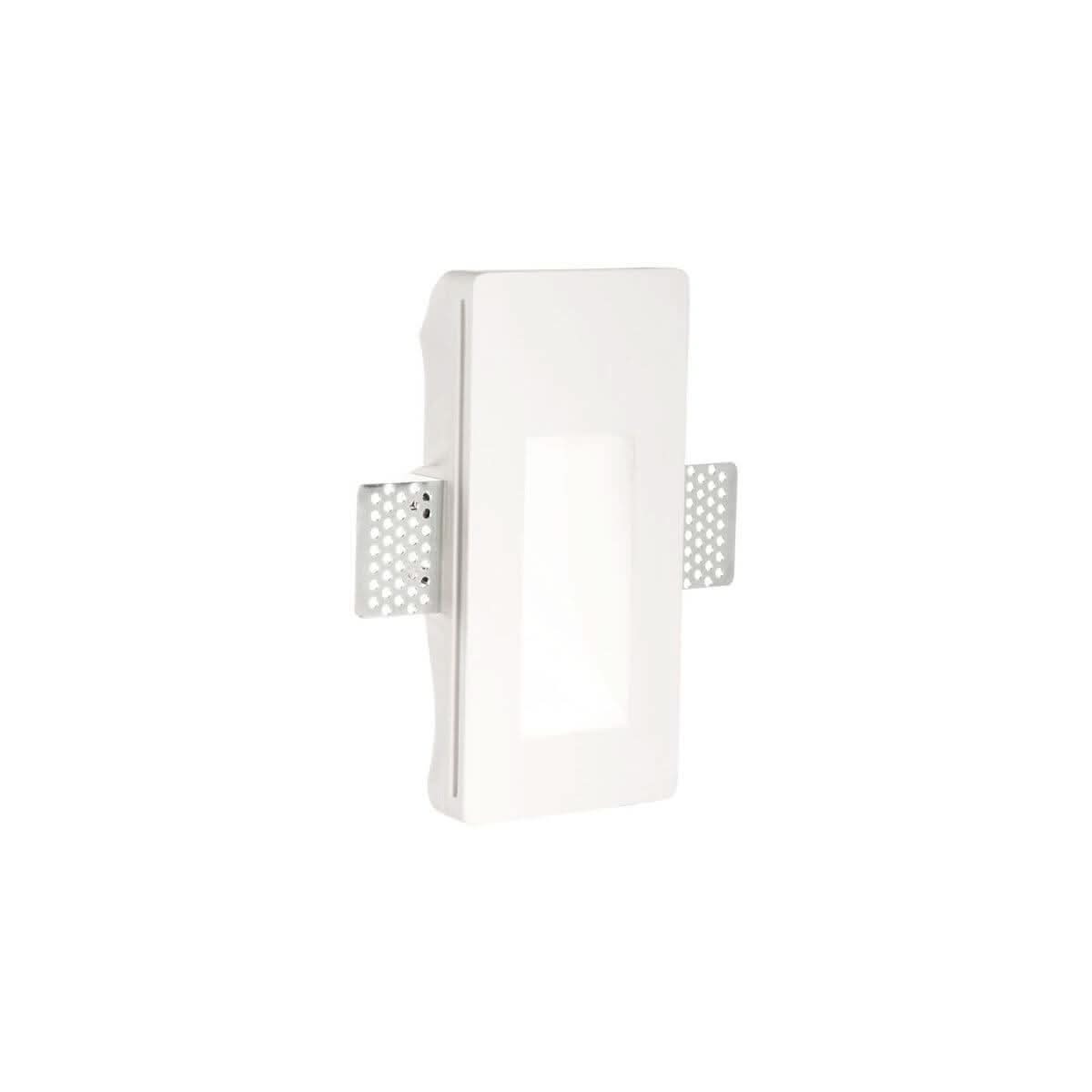 Spot encastrable blanc rectangulaire présenté de profil avec fixations latérales