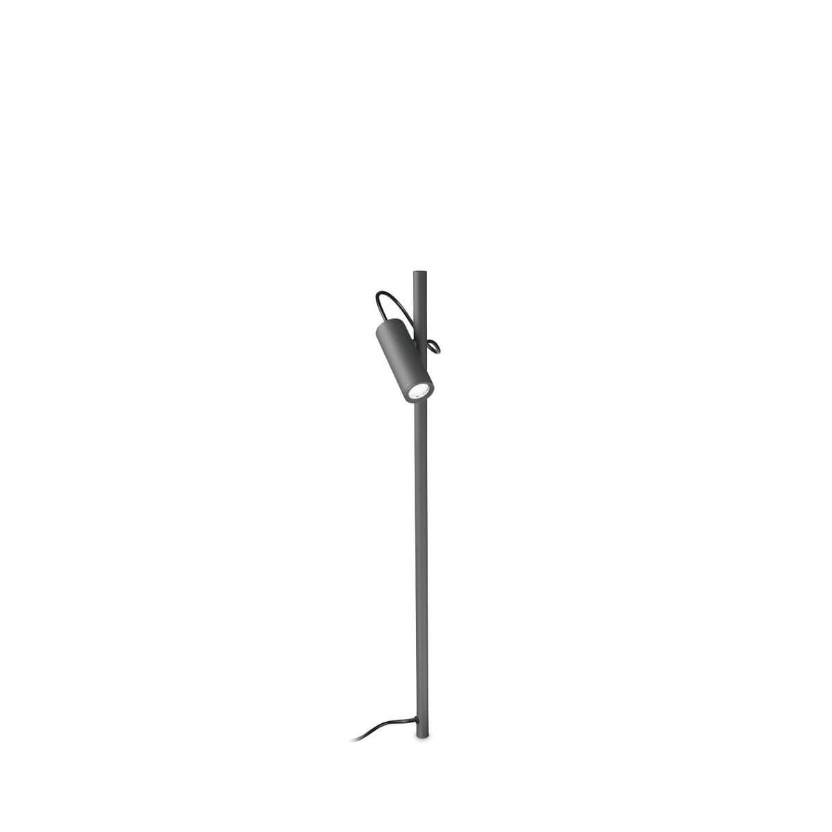 Lampadaire extérieur anthracite vertical, projecteur cylindrique orientable, vue de face sur fond blanc