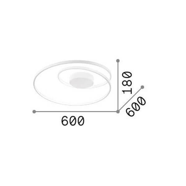 Schéma coté indiquant un diamètre de 600 mm et une hauteur de 180 mm