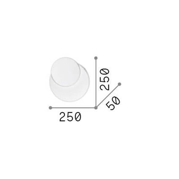 Schéma coté de l'applique ronde avec 250 mm de diamètre et 50 mm de profondeur.