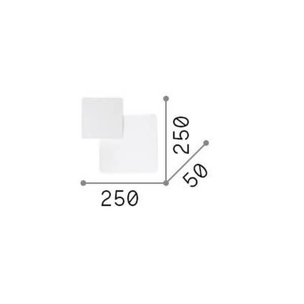 Schéma coté indiquant 250 mm de largeur et 250 mm de hauteur