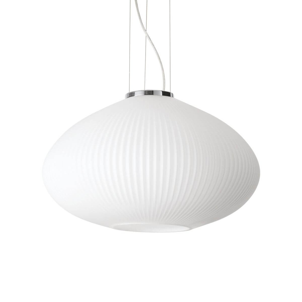 Suspension Plisse chromée, verre, Ø 45 cm