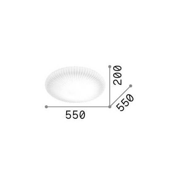 Schéma technique coté : diamètre 550 mm, hauteur 200 mm, profondeur 550 mm.