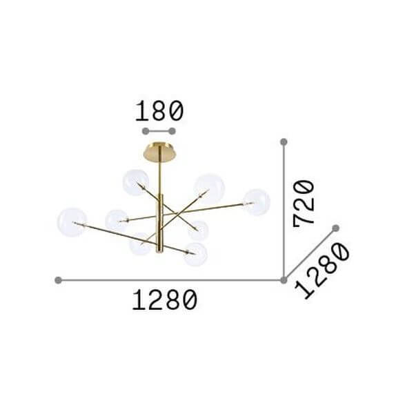 Schéma de dimensions du luminaire avec hauteur et largeur indiquées en millimètres.