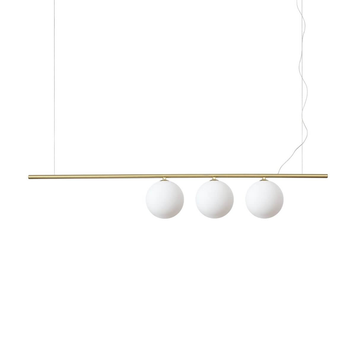 Suspension Perline 3 lumières laiton, verre