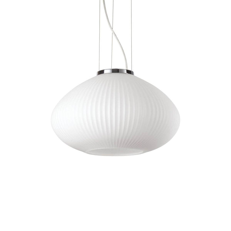 Suspension Plisse chromée, verre, Ø 35 cm