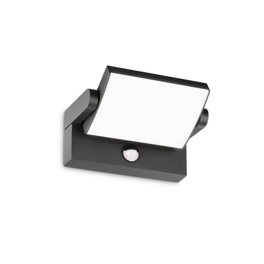Vue de face du spot extérieur anthracite avec détecteur et tête orientable