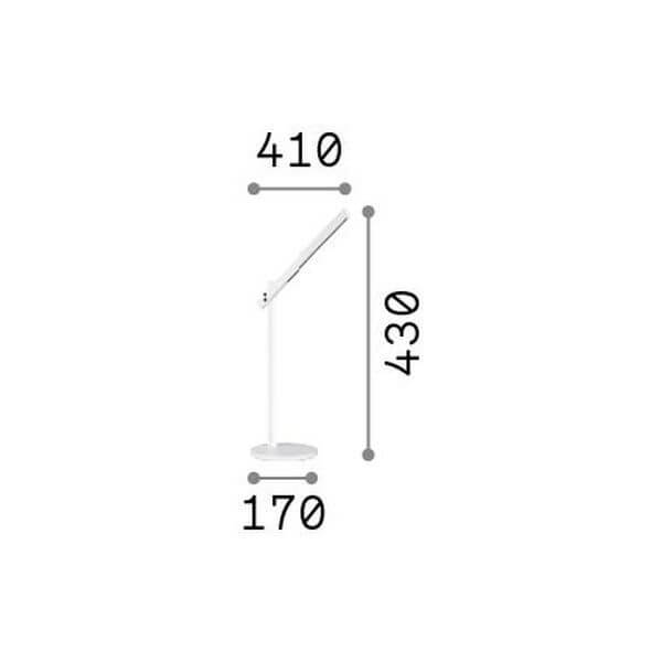 Schéma de dimensions du luminaire avec largeur 410, hauteur 430 et base 170.