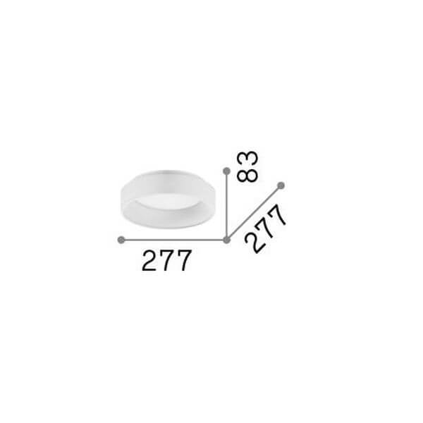 Schéma de dimensions du plafonnier : diamètre 277 mm et hauteur 83 mm