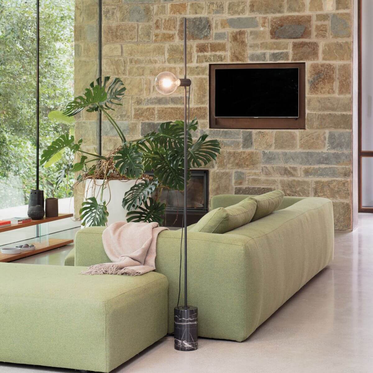 Lampadaire EVA noir, marbre