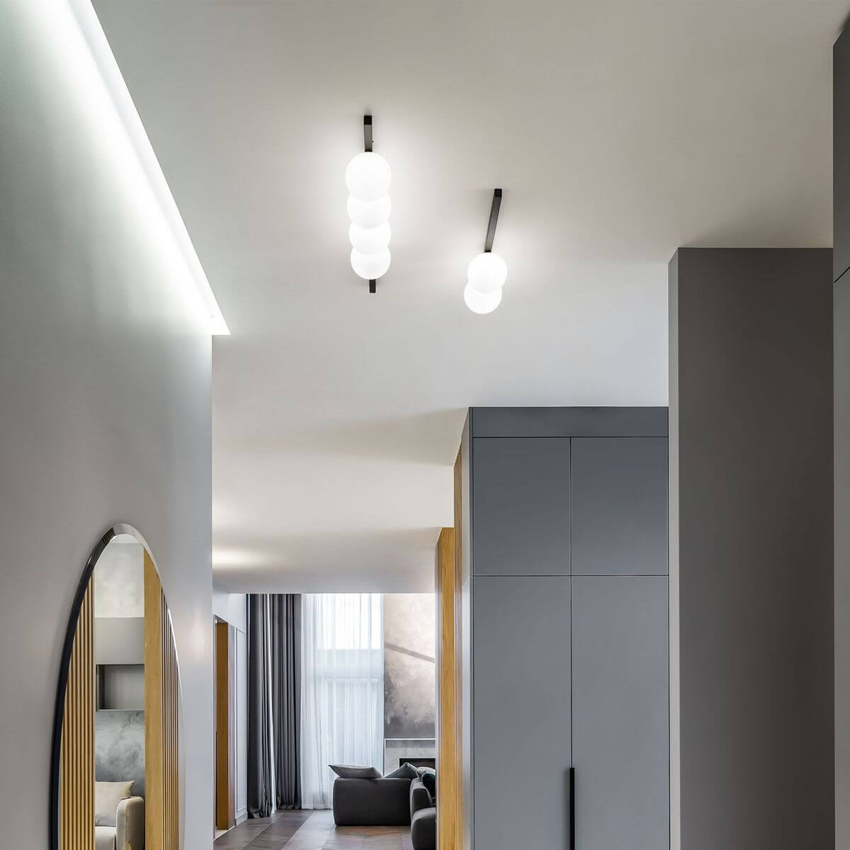 Plafonnier Binomio 2 lumières noir, verre