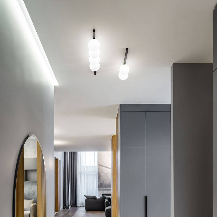 Plafonnier Binomio 4 lumières noir, verre