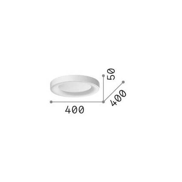 Schéma de dimensions du plafonnier rond : diamètre 400 mm et hauteur 50 mm