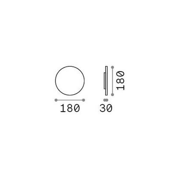 Schéma de dimensions : diamètre 180 mm et épaisseur 30 mm