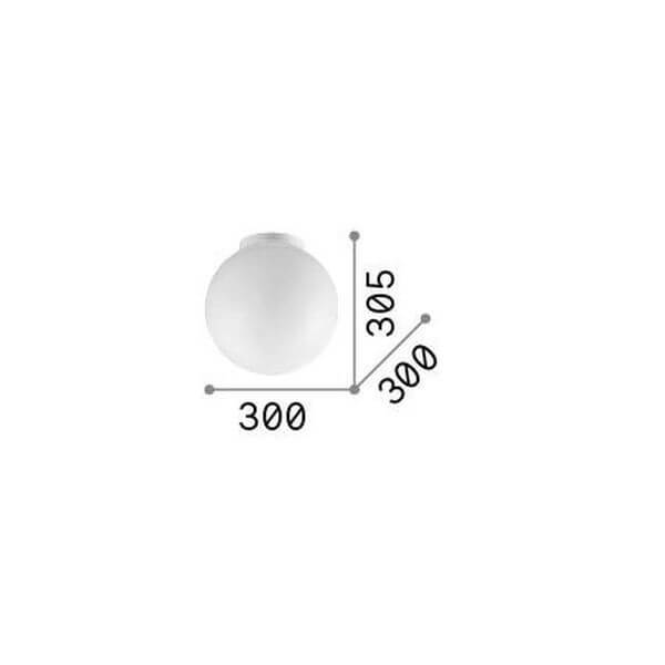 Schéma coté du luminaire, diamètre 300 mm et hauteur totale 305 mm