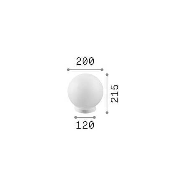 Schéma de dimensions indiquant 200 mm de diamètre et 215 mm de hauteur
