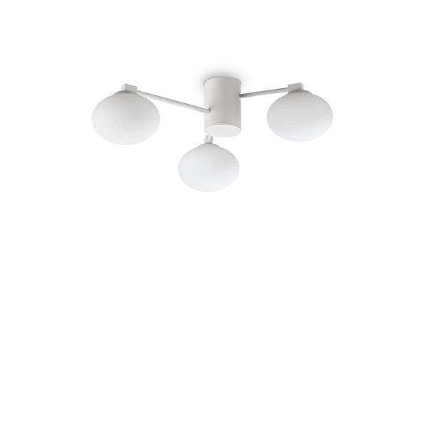 Plafonnier Hermes 3 lumières blanc, verre, Ø 60 cm